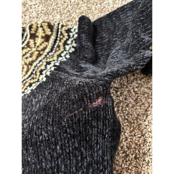 croft & barrow Fair Isle Nordic Black Brown Knit Winter Fall Sweater Size XL - Picture 4 of 8